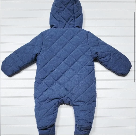 Nautica Blue Snap Up Front Fleece Baby Snow Suite Size 6/9M - Picture 2 of 6